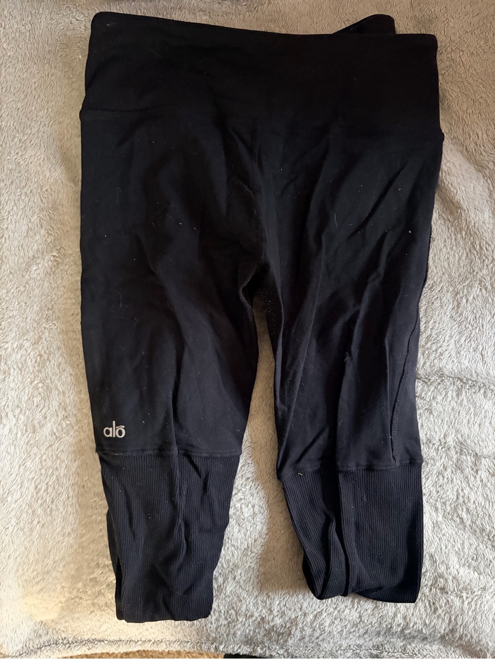 ALO Yoga Black Ribbed High-Rise Leggings - Picture 2 of 4